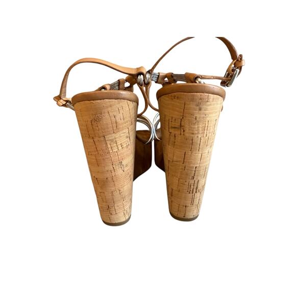 Coach Georgiana Metallic Silver Platform Cork Sandals 9 - Picture 6 of 8